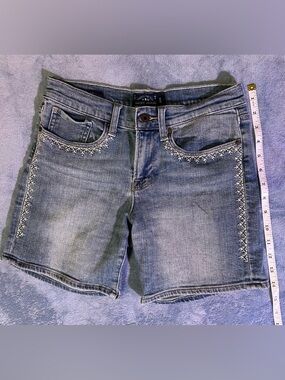 Lucky Brand Light Blue Denim Shorts with White Embroidery